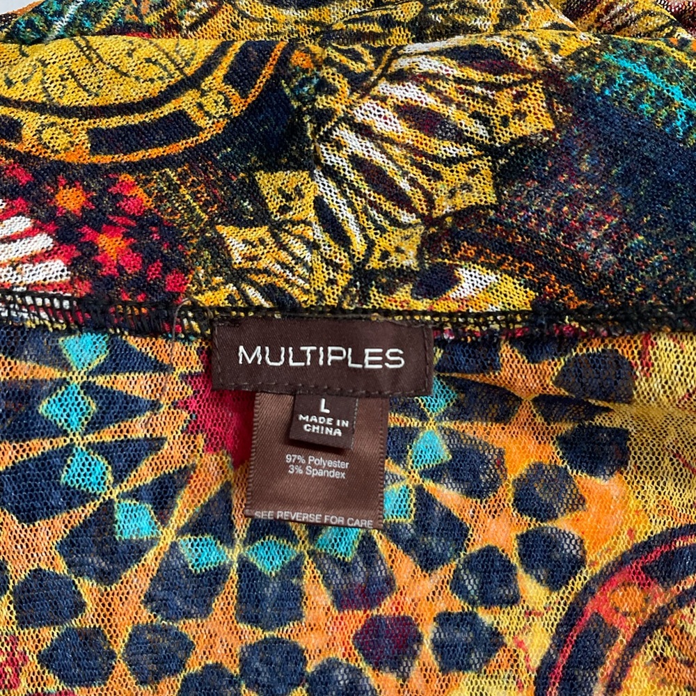 Multiples Boho Print Sheer Waterfall Front Open C… - image 3